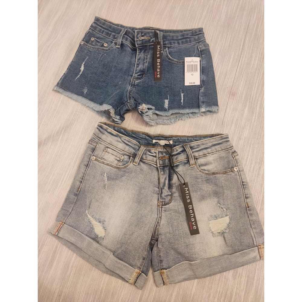 Lot‎ Of 2 $78 Miss Behave Girls Shorts Size 12 Medium Indigo